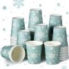 100 Pcs 9oz Christmas Snowflake Paper Cups Disposable Hot Coffee Cups Paper for Christmas Winter Birthday Party Supplies view 1