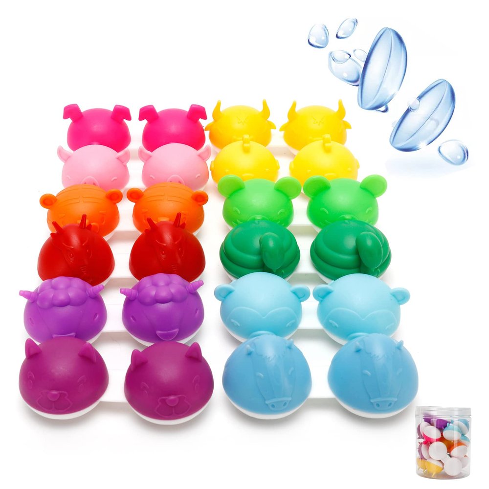 Natudeco 12Pack Contact Lens Case Cute Portable Cosmetic Contact Lens Container Stand Box Storage Kit Contact Lens Applicator Tool for Travel Outing Outdoors Holiday Festival Celebration