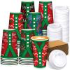 Dingion 30 Sets Christmas Paper Coffee Cups with Lids and Sleeves 16 oz Holiday Hot Disposable Cocoa Party Paper Cups for Hot Chocolate (Sweater) view 1