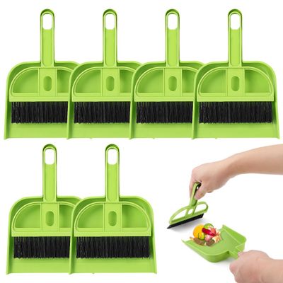 Healifty 18 Pack Mini Dust Pan and Brush Set, Small Broom and Dustpan with Handle for Pets Kids Desk Home Camping Hand Cleaning Supplies