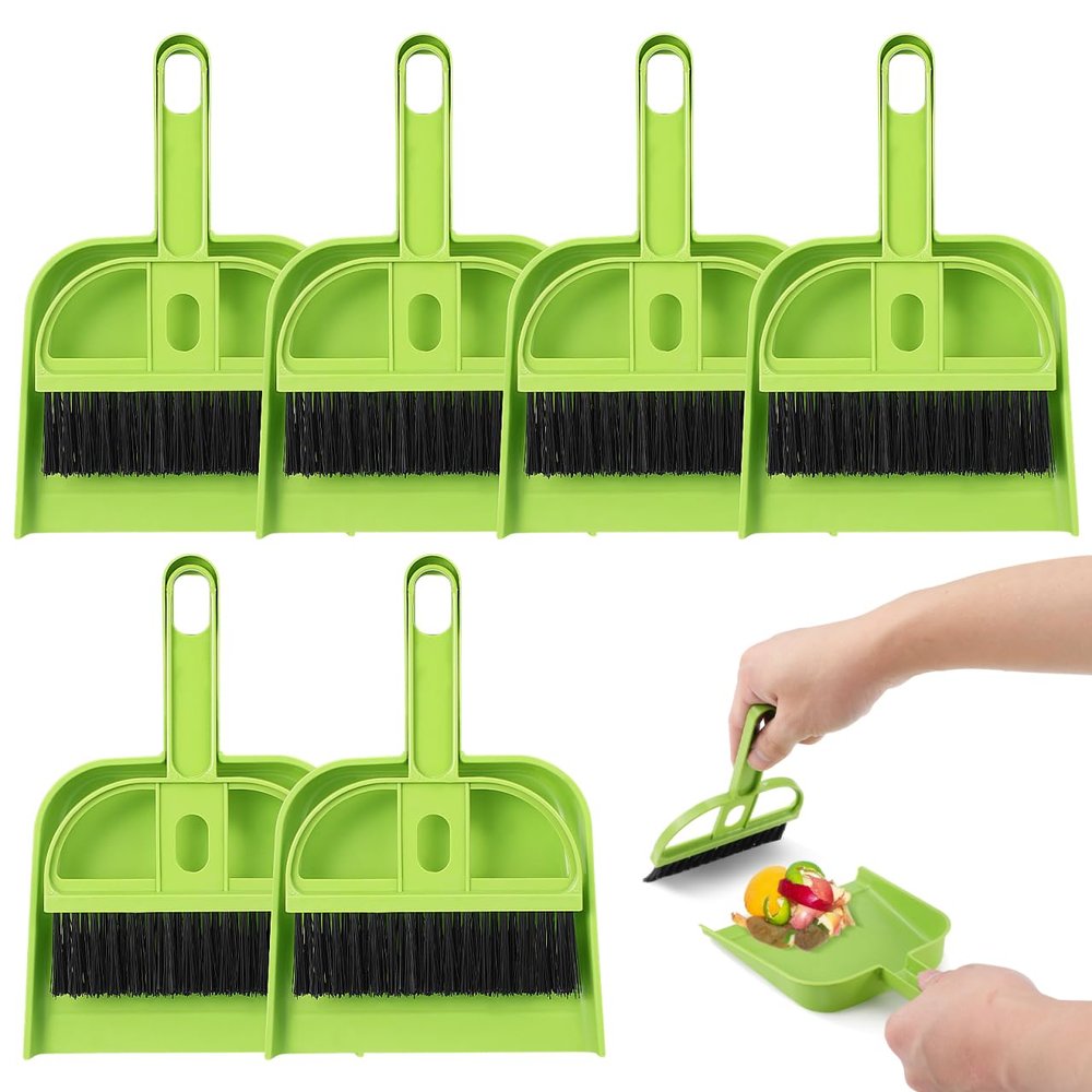 Healifty 18 Pack Mini Dust Pan and Brush Set, Small Broom and Dustpan with Handle for Pets Kids Desk Home Camping Hand Cleaning Supplies