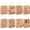 24pcs Christmas Kraft Gift Bags, Christmas Paper Bags with Handles for Gifts Sweets Party Supplies Decor, Medium Assorted Christmas Goody Treat Candy Bags with 8 Designs, 9" x 7.3" x 3.3" view 1