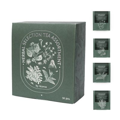 ACORUS Herbal Selection Tea Set, Natural Herbal Tea Variety Pack, Assorted Tea Box, Tea Gift Set of 4 Different Teas, Herbal Tea Sampler of 56 Tea Bags Individually Wrapped