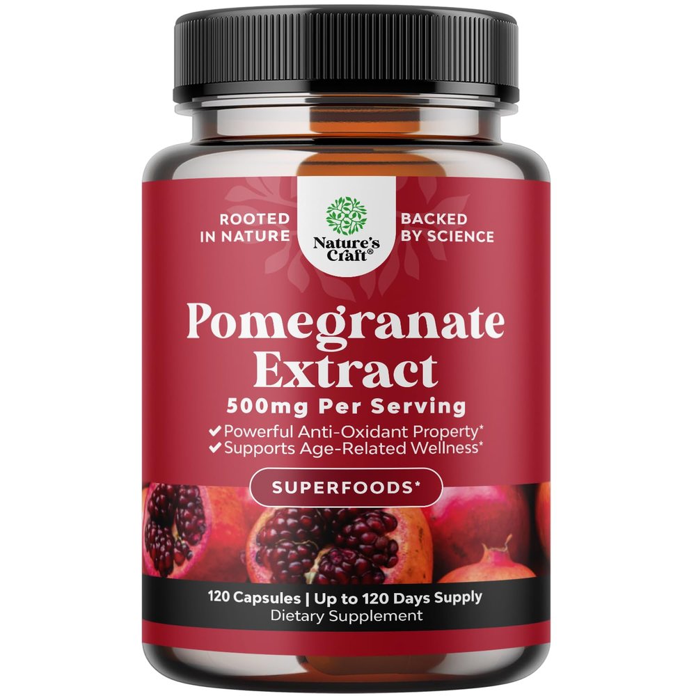 Advanced Antioxidant Superfood Pomegranate Supplement - Natural Pomegranate Extract Polyphenols Supplement for Heart Health and Joint Support - Reds Superfood Powder Capsules for Men and Women 120ct