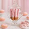 Gender Reveal Pink Chocolate Pretzel Rods with Pink Sprinkles and assorted toppings view 4