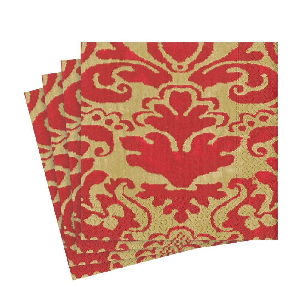 Caspari Palazzo Paper Luncheon Napkins in Red, 20 Per Package