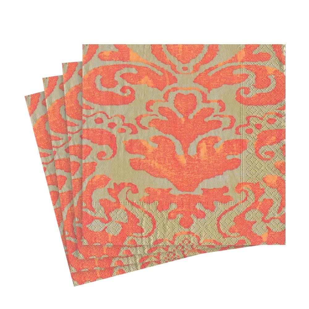 Caspari Palazzo Paper Luncheon Napkins in Coral, 20 Per Package