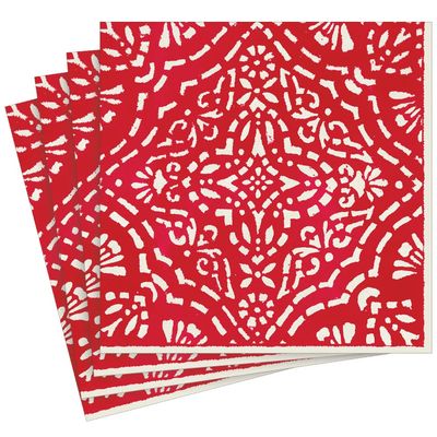 Annika Paper Linen Dinner Napkins in Red - 12 Per Package