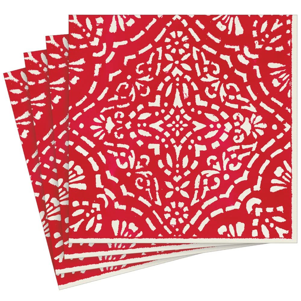 Annika Paper Linen Dinner Napkins in Red - 12 Per Package
