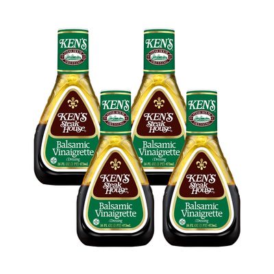 Kens Steakhouse Dressing, Balsamic Vinaigrette Dressing, Gluten Free Dressing for Salads or Marinades, 16 FL OZ Bottle (16 Fl Oz (Pack of 4)