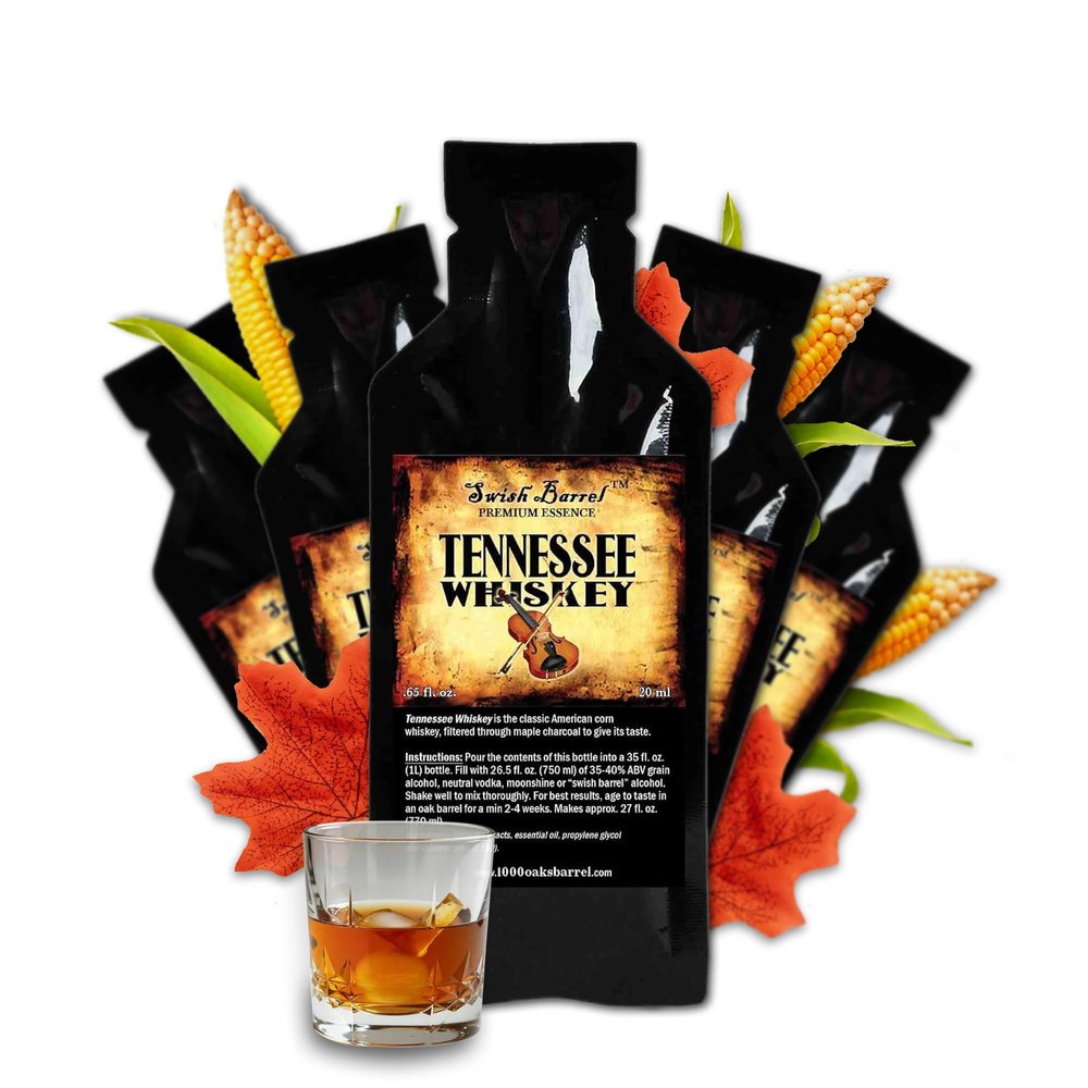 Tennessee Bourbon Whiskey Premium Essence | Bootleg Kit Refills | Thousand Oaks Barrel Co. | Gourmet Flavor for Cocktails Mixers and Cookery | 5-Pack 20ml each