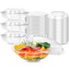 Fit Meal Prep 100 Pack 64 oz Disposable Plastic Clear Salad Bowls with Airtight Lids - To Go for Lunch, Takeout, Party, Catering, Picnic view 1
