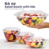 Fit Meal Prep 100 Pack 64 oz Disposable Plastic Clear Salad Bowls with Airtight Lids - To Go for Lunch, Takeout, Party, Catering, Picnic view 4