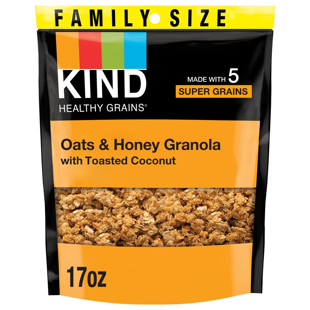 KIND Healthy Grains Clusters, Oats & Honey Clusters With Toasted Coconut, Gluten Free, Low Glycemic Index, 17 oz (Pack of 1)