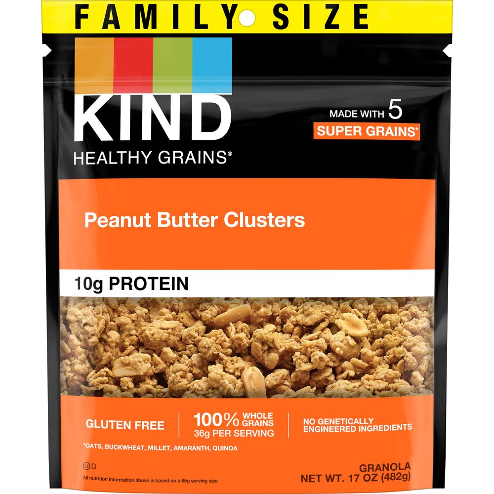 KIND Healthy Grains Clusters, Peanut Butter, Gluten Free, Low Glycemic Index, 17 oz (Pack of 1)