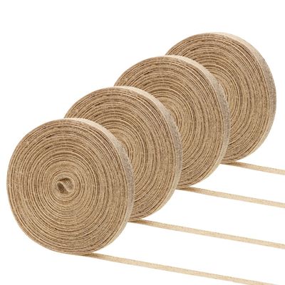 Shapenty Natural Burlap Fabric Ribbon for Wedding Party Home Decoration DIY Craft Christmas Ornaments Bows Making Gift Wrapping, 10.9 Yards of Each Roll, 4 Rolls (3/8 Inch)