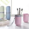 Zerodeko 2pcs Wash Gargle Cup Toothbrush Holder Portable Travel Organizer Toothpaste Case for Camping and Outdoors Compact Straw Design view 2