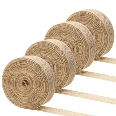 Shapenty Natural Burlap Fabric Ribbon for Wedding Party Home Decoration DIY Craft Christmas Ornaments Bows Making Gift Wrapping, 10.9 Yards of Each Roll, 4 Rolls (3/4 Inch)