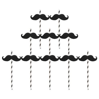 ABOOFAN 40Pcs Moustache Black Straw Drinking Straws Little Man Straw Decor for Mustache Party Baby Shower Christmas Party Supplies