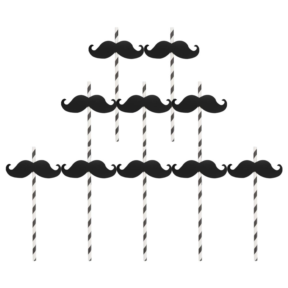ABOOFAN 40Pcs Moustache Black Straw Drinking Straws Little Man Straw Decor for Mustache Party Baby Shower Christmas Party Supplies