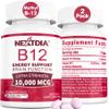B12 Vitamins 10,000 mcg, Methylated Vitamin B12 Sublingual - Energy Boost, Focus, Metabolism & Brain Health Support, Immune System Support, Fast Dissolve, Natural Strawberry Flavor, 180 Servings view 1