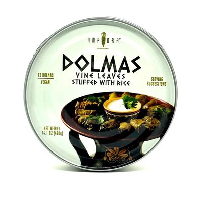 Amphora Stuffed Grape Leaves (Dolmas), 14 Ounce - 1 Pack - Mediterranean Herbs Super Tasty Ready to Eat Vegan Rolls - Traditional Turkish Recipe