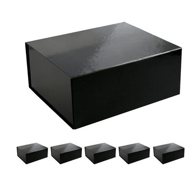 CECOBOX - Gift Boxes with Lids for Presents 13''x10.75''x5.5'' - Glossy, Collapsible Magnetic Closure Gift Box - Groomsmen & Bridesmaid Proposal Boxes, Wedding, PR, Birthdays, Holidays (Black)