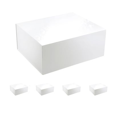 CECOBOX - Gift Boxes with Lids for Presents 13''x10.75''x5.5'' - Glossy, Collapsible Magnetic Closure Gift Box - Groomsmen & Bridesmaid Proposal Boxes, Wedding, PR, Birthdays, Holidays (White)