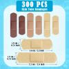 Yinder 300 Pcs Skin Tone Bandages Shade Flexible Fabric Adhesive Bandages Pack for First Aid Protect Cuts Scrapes Scratches, 2 Sizes(Colorful) view 2