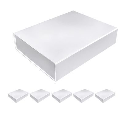 CECOBOX - Gift Boxes with Lids for Presents 14.3x10.75x3 - Glossy, Collapsible Magnetic Closure Gift Box - Groomsmen & Bridesmaid Proposal Boxes, Wedding, PR, Birthdays, Holidays (White)