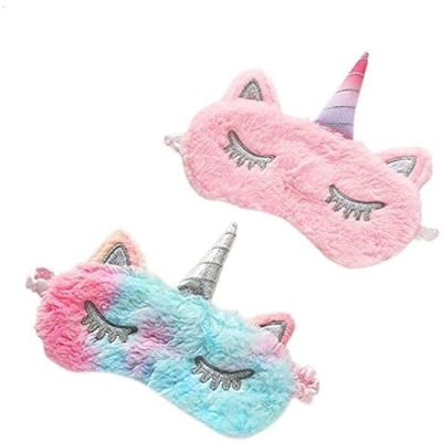 Awvlvwa Sleep Mask for Kids, 2 Pack Kids Eye Masks for Sleeping, Girls Soft Plush Blindfold Mask, Eyes Covers for Sleeping Kids Sleeping Mask, Women Eye Protection