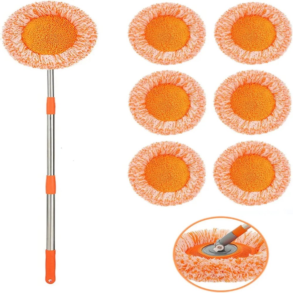 SNNAQSFR 360 Rotatable Adjustable Cleaning Mop - 2022 New Extendable Wall Cleaning Mop, Long Handle Microfiber Spin Mop, Easy Cleaning Spin Mop Head Replacement, Ceiling, Window (with 6 Mop Heads)