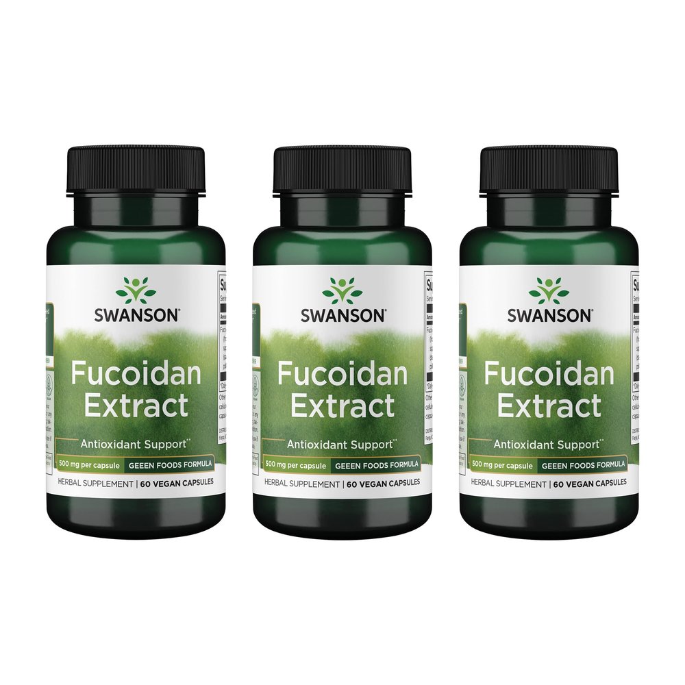 Swanson Maximum Strength Fucoidan Extract - Herbal Supplement Promoting Immune System Function - Natural Formula Supporting Overall Health - (60 Veggie Capsules, 500mg Each) (3 Pack)