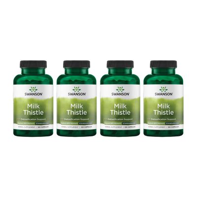 Swanson Milk Thistle (Standardized) - Herbal Liver Support Supplement w/ 80% Silymarin - Natural Formula Helping to Maintain Overall Health & Wellbeing - (120 Capsules) (4 Pack)