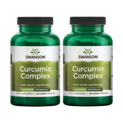 Swanson Curcumin Complex - Herbal Supplement Supporting Joint Health, Mobility & Physical Function - Standardized with BioPerine for Maximum Absorption - (120 Veggie Capsules) (2 Pack)