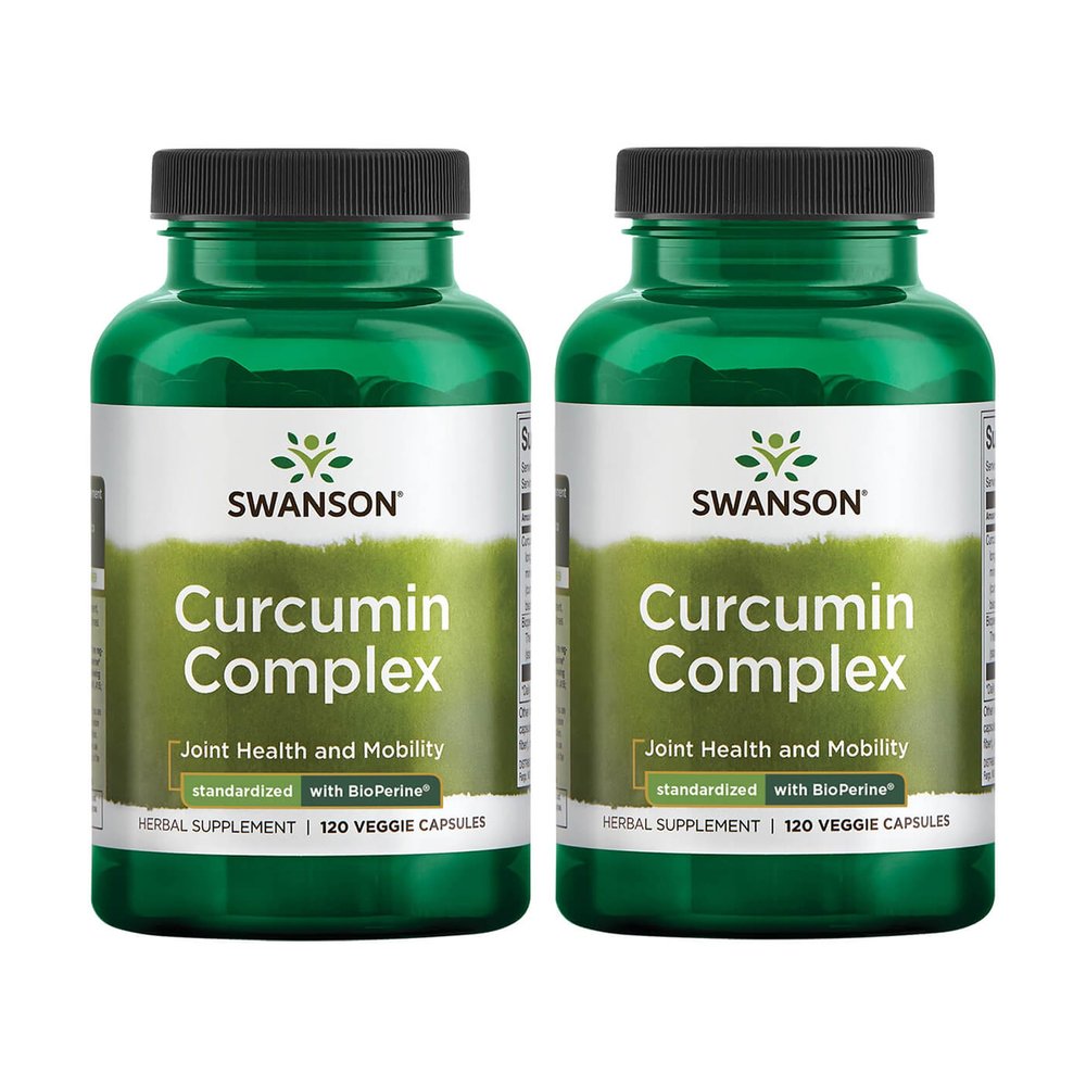 Swanson Curcumin Complex - Herbal Supplement Supporting Joint Health, Mobility & Physical Function - Standardized with BioPerine for Maximum Absorption - (120 Veggie Capsules) (2 Pack)
