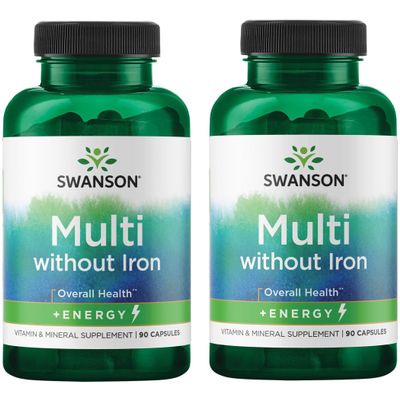 Swanson Active One Multivitamin Without Iron 90 Capsules (2 Pack)