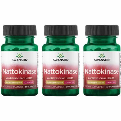 Swanson Nattokinase 2000 Fibrinolytic Units 100 Milligrams 30 Capsules Enzyme (3 Pack)