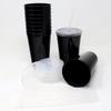 Rolling Sands 22 oz Reusable Plastic Cups with Lids, 10 Pack, USA Made Black Tumblers; Includes 10 Reusable Straws; Dishwasher Safe view 3
