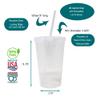 Rolling Sands 22 oz Reusable Plastic Cups with Lids, 10 Pack, USA Made Clear Tumblers; Includes 10 Reusable Straws; Dishwasher Safe view 2