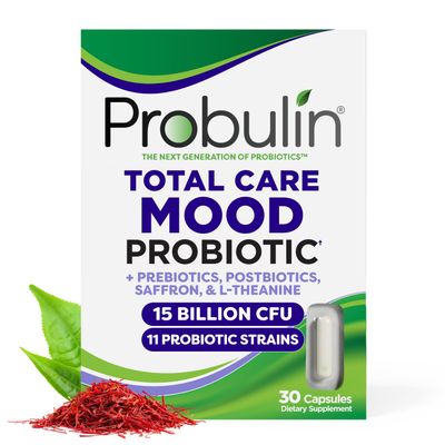 Probulin Mood Probiotics for Women with Saffron, L Theanine, Probiotic, Prebiotic, Postbiotic - Mood Support Supplement & Gut Support - Vegan, Non GMO, 30 Capsules