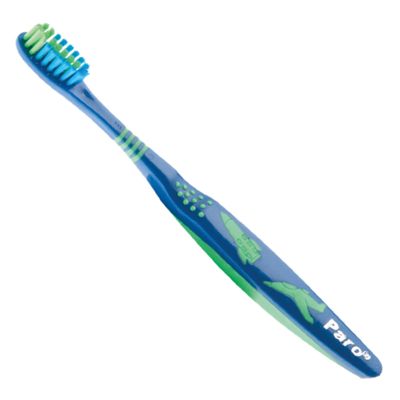 Paro Junior 742 | Kid's Toothbrush with Rounded Head, Longer Soft Bristles, and Flexible Neck | Kids 0-8 Years Old | 12 Pack