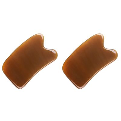 FOMIYES 2pcs Horn Scraping Plate for Muscle Relief Smooth Edges Gua Tool for Body Massage and Circulation Thick Scraper Board for Back Neck and Limbs