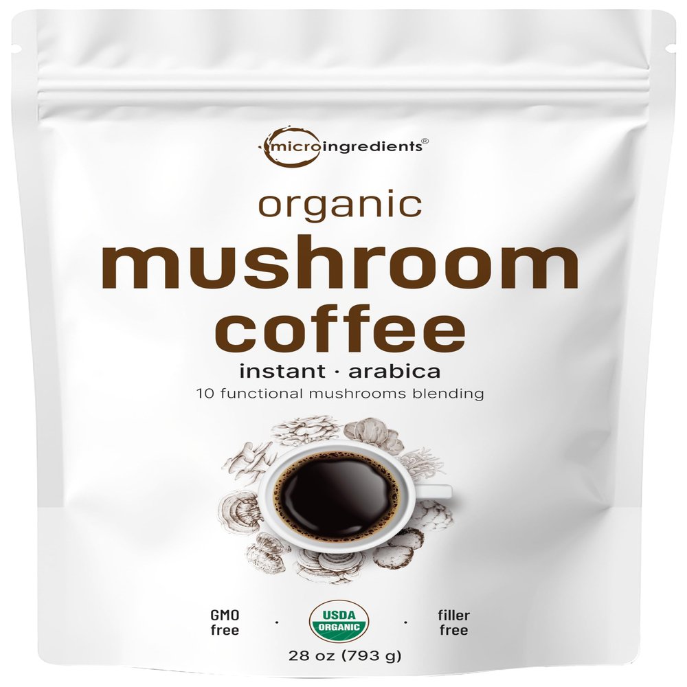 Micro Ingredients Organic Instant 10 in 1 Mushroom Coffee Powder, 28 Ounce (317 Servings) | Premium Arabica Coffee with Lions Mane, Chaga, Reishi & More