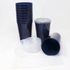 Rolling Sands Stadium Cups, 22oz Reusable Plastic, 10 Pack, Navy Blue, with Lids & Straws, Made in USA, BPA Free, Dishwasher Safe view 3