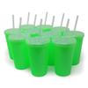 Rolling Sands 22 oz Reusable Plastic Cups with Lids, 10 Pack, USA Made Lime Green Tumblers; Includes 10 Reusable Straws; Dishwasher Safe view 1