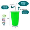 Rolling Sands 22 oz Reusable Plastic Cups with Lids, 10 Pack, USA Made Lime Green Tumblers; Includes 10 Reusable Straws; Dishwasher Safe view 2