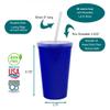 Rolling Sands 22 oz Reusable Plastic Cups with Lids, 10 Pack, USA Made Blue Tumblers; Includes 10 Reusable Straws; Dishwasher Safe view 2