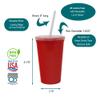 Rolling Sands 22 oz Reusable Plastic Cups with Lids, 10 Pack, USA Made Red Tumblers; Includes 10 Reusable Straws; Dishwasher Safe view 2