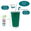 Rolling Sands 22 oz Reusable Plastic Cups with Lids, 10 Pack, USA Made Green Tumblers; Includes 10 Reusable Straws; Dishwasher Safe view 2